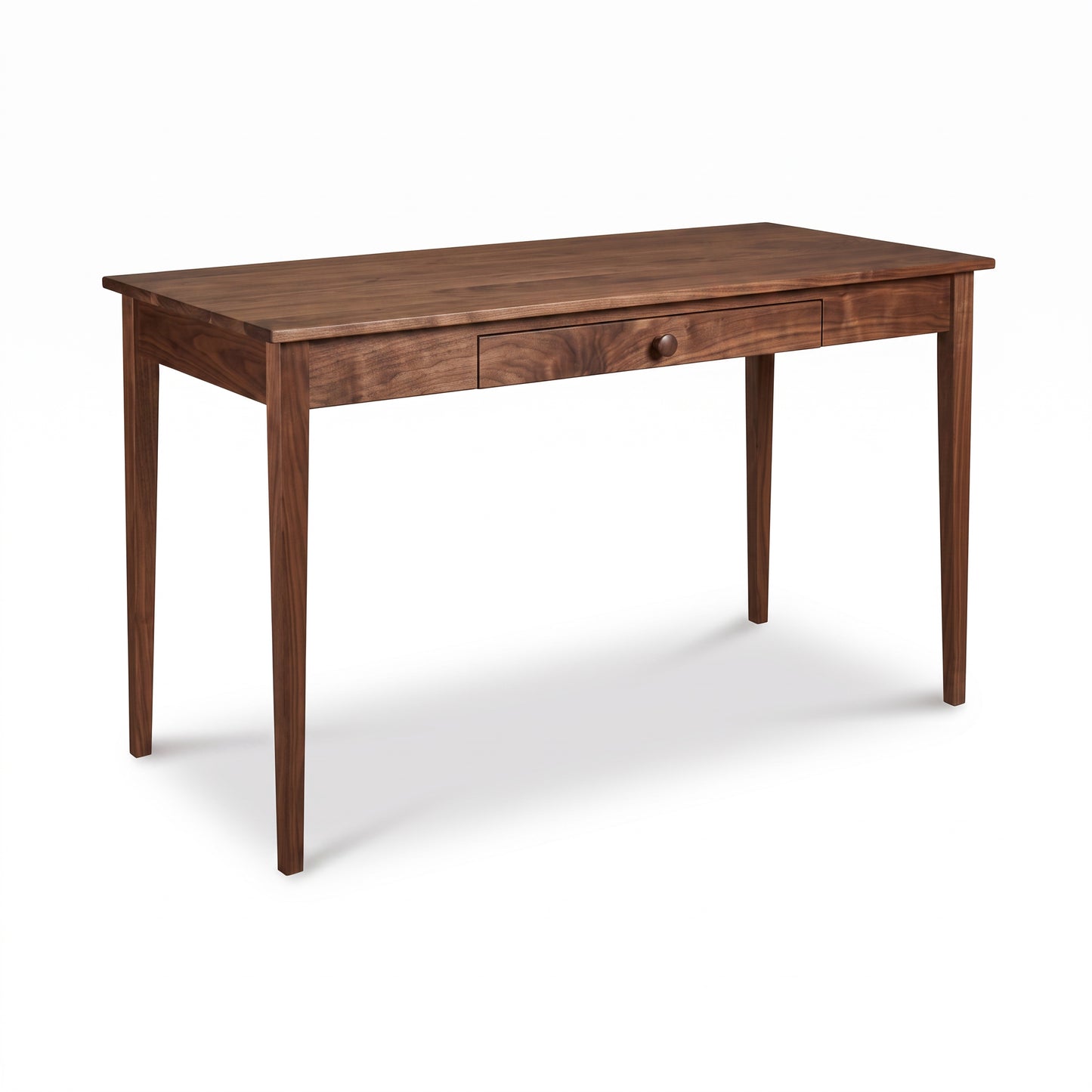 Vermont Shaker Writing Desk by Maple Corner Woodworks with center drawer, tapered legs, and solid wood construction in a classic American design.