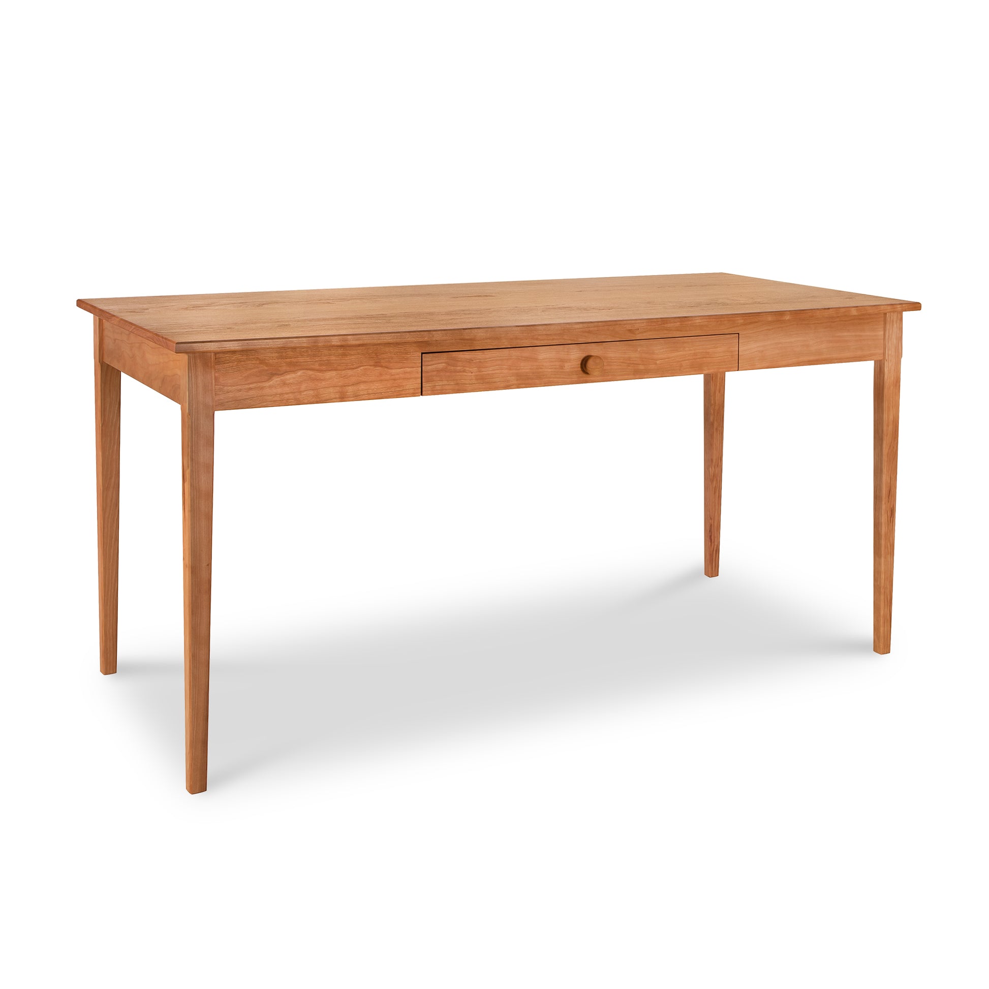 Vermont Shaker Writing Desk by Maple Corner Woodworks, crafted in solid wood with a rectangular top, four straight legs, and a single center drawer.