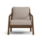 Whitney Lounge Chair by Copeland Furniture, crafted from solid American hardwood with light beige cushions, high quality and American made.