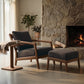 Whitney Lounge Chair and ottoman by Copeland Furniture with dark cushions, showcasing American-made craftsmanship and quality upholstery.