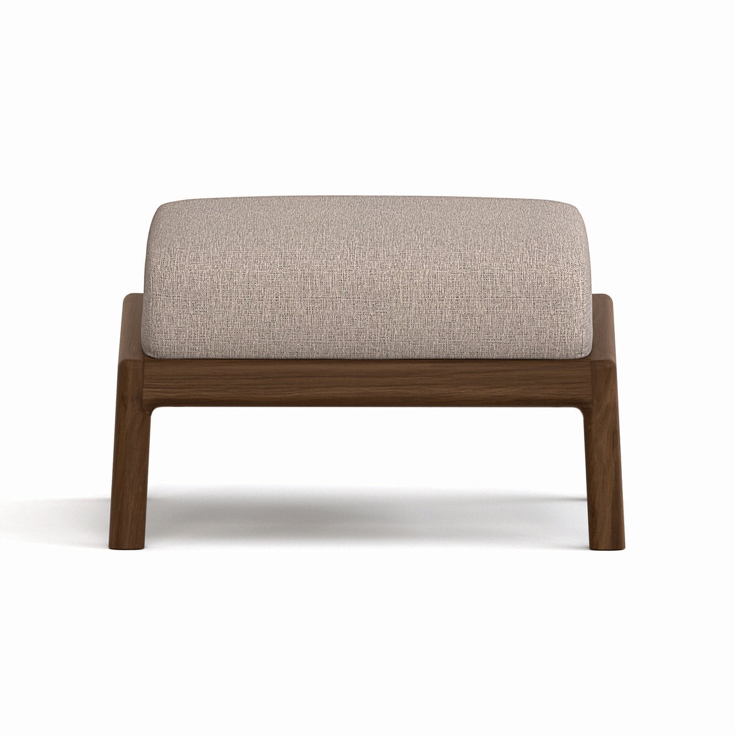 Whitney Ottoman by Copeland Furniture, handcrafted in Vermont from solid American hardwood with a light beige cushion, premium quality craftsmanship.