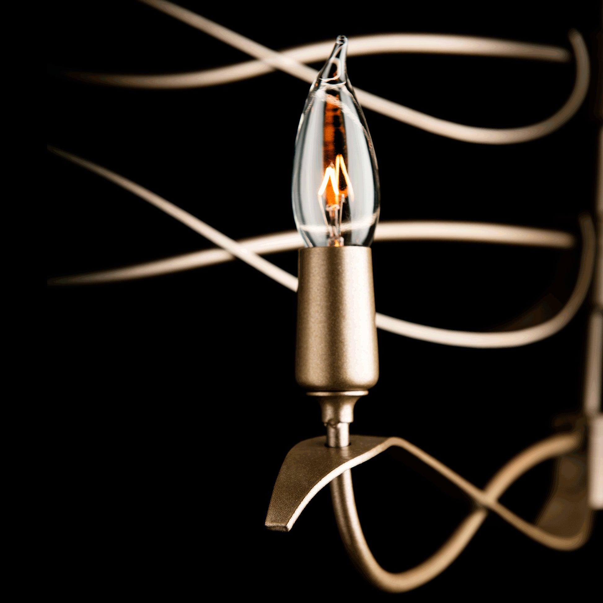 Willow 6-Light Small Chandelier by Hubbardton Forge with elegant metal sockets and curved elements showcasing its intricate design.