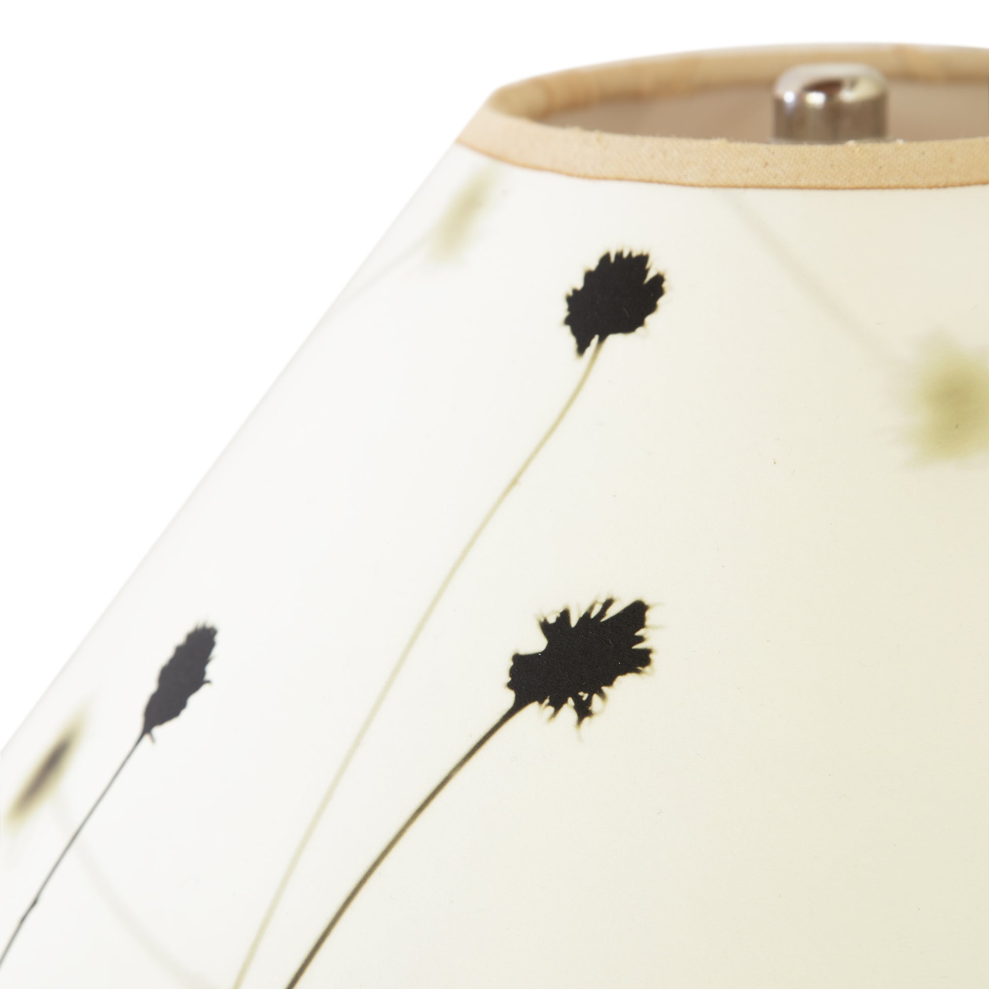 Winter Hill Table Lamp by Rock River Studio with black floral design, cherry wood base, and maple accents, showcasing artisanal craftsmanship.