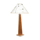 Winter Hill Table Lamp by Hubbardton Forge with a soft gold base and white anna shade featuring a black floral design, showcasing elegant American craftsmanship.