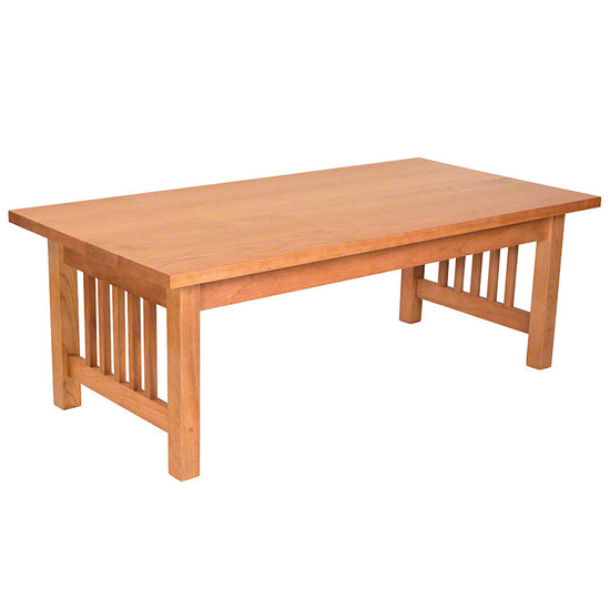A small wooden coffee table on a white background.