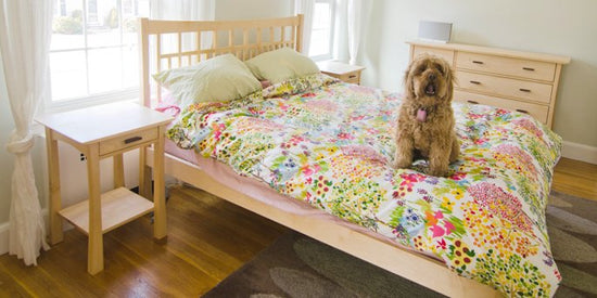 Contemporary Craftsman maple bedroom set finished with Danish Oil