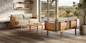 Wooden Upholstered Sofas & Loveseats