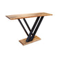 Mike Messer Spalted Maple Artisan Console Table with V-shaped black metal legs and matching maple wood base, crafted in Vermont.